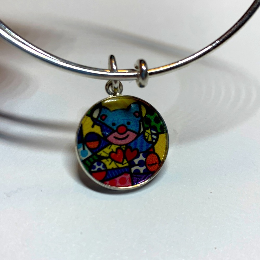 2/$20 Alex and Ani BRITTO Bear with hearts silver tone bracelet